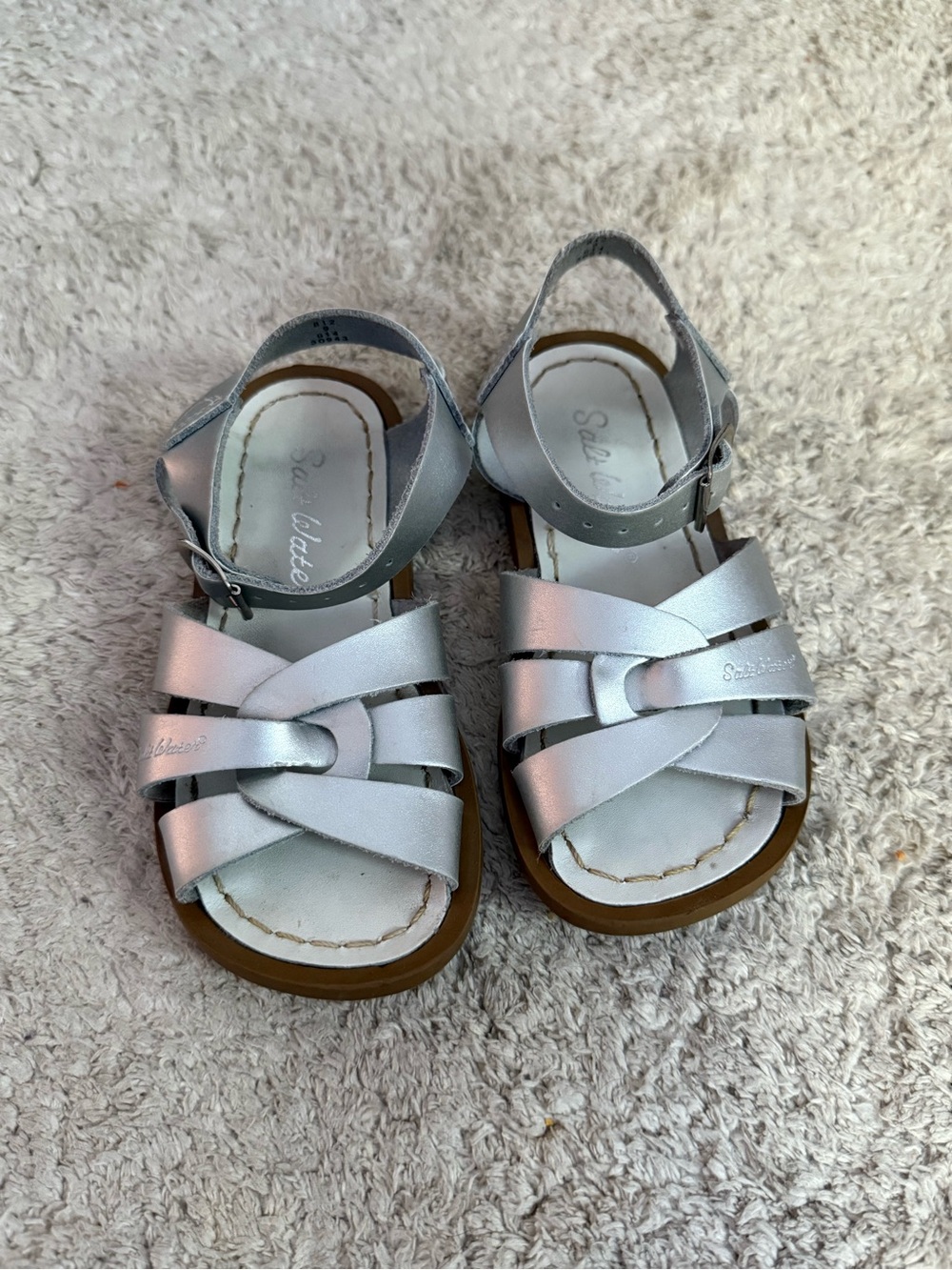 Salt Water Original Silver Toddler Sandals